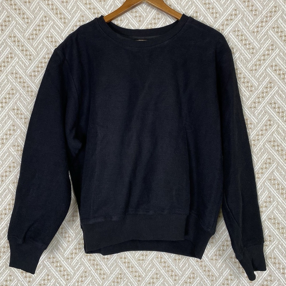 THE BUBBLE Womens M Crewneck Black Sweatshirt 100% Cotton Athleisure Boxy Preppy